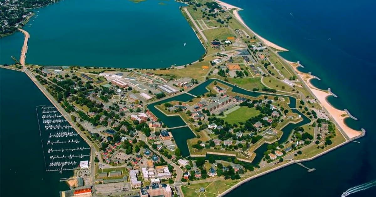 The Fort Monroe waterfront on the Virginia Peninsula near Newport News