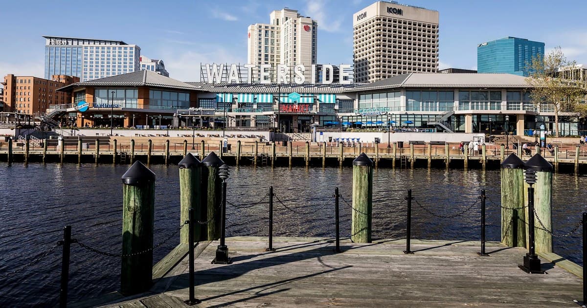 The Waterside District along the Elizabeth River in downtown Norfolk, Virginia