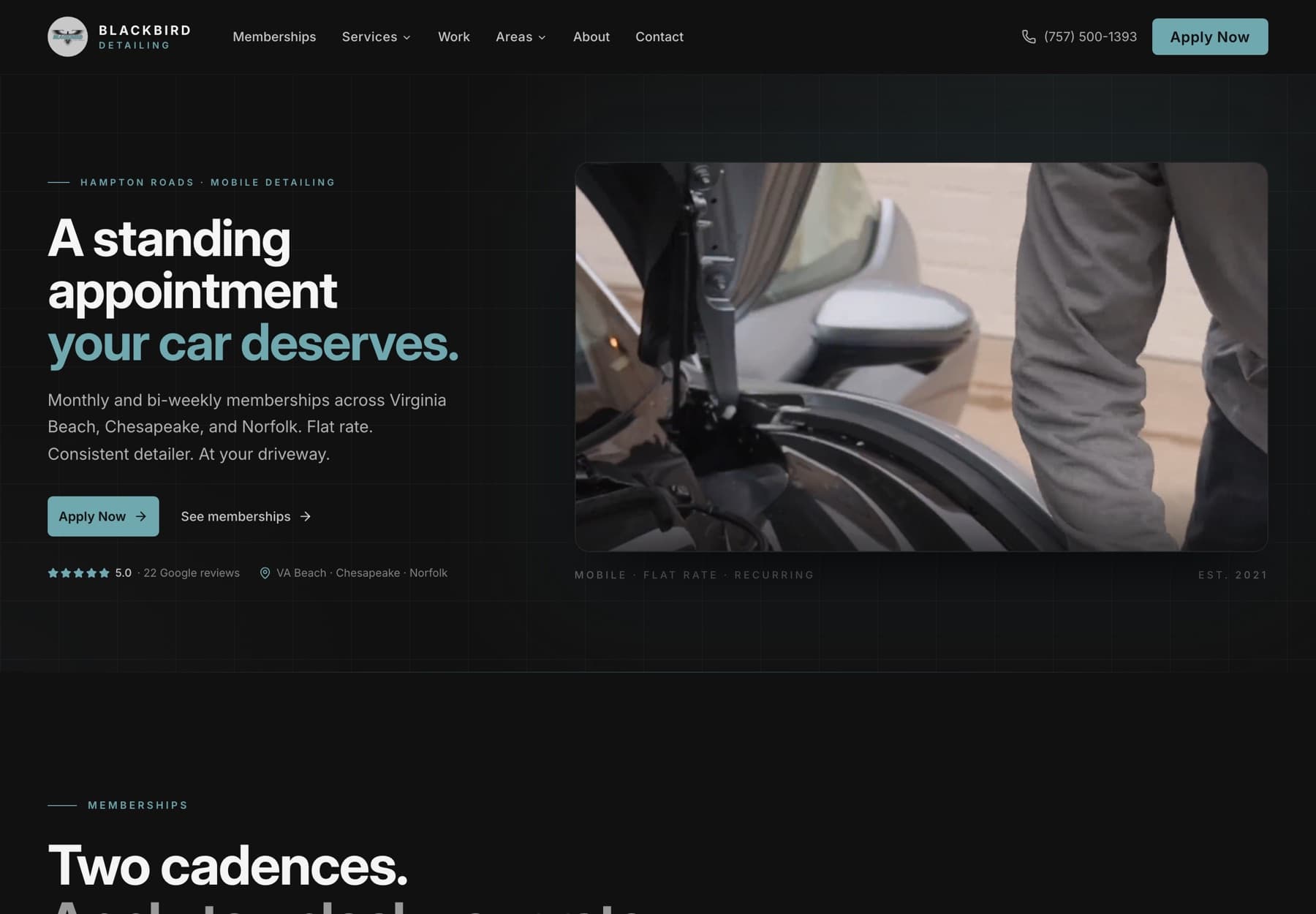 The Blackbird Detailing website, designed and built by Ravana Solutions